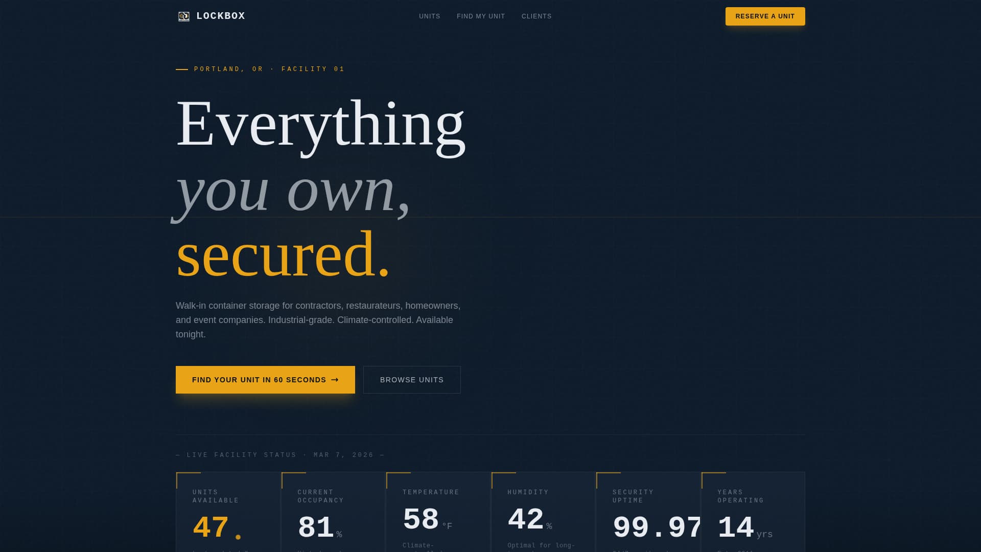 Self-Storage & Mini-Storage Professional Website Template