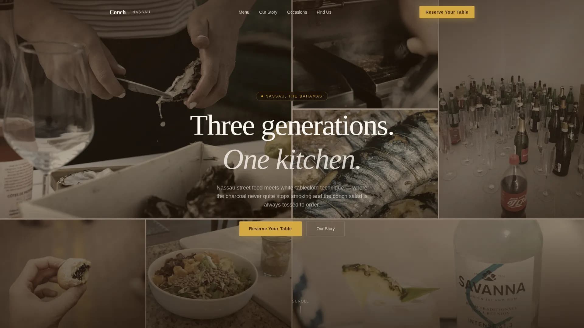 Conch — Premium Bahamian Restaurant Landing Page Template