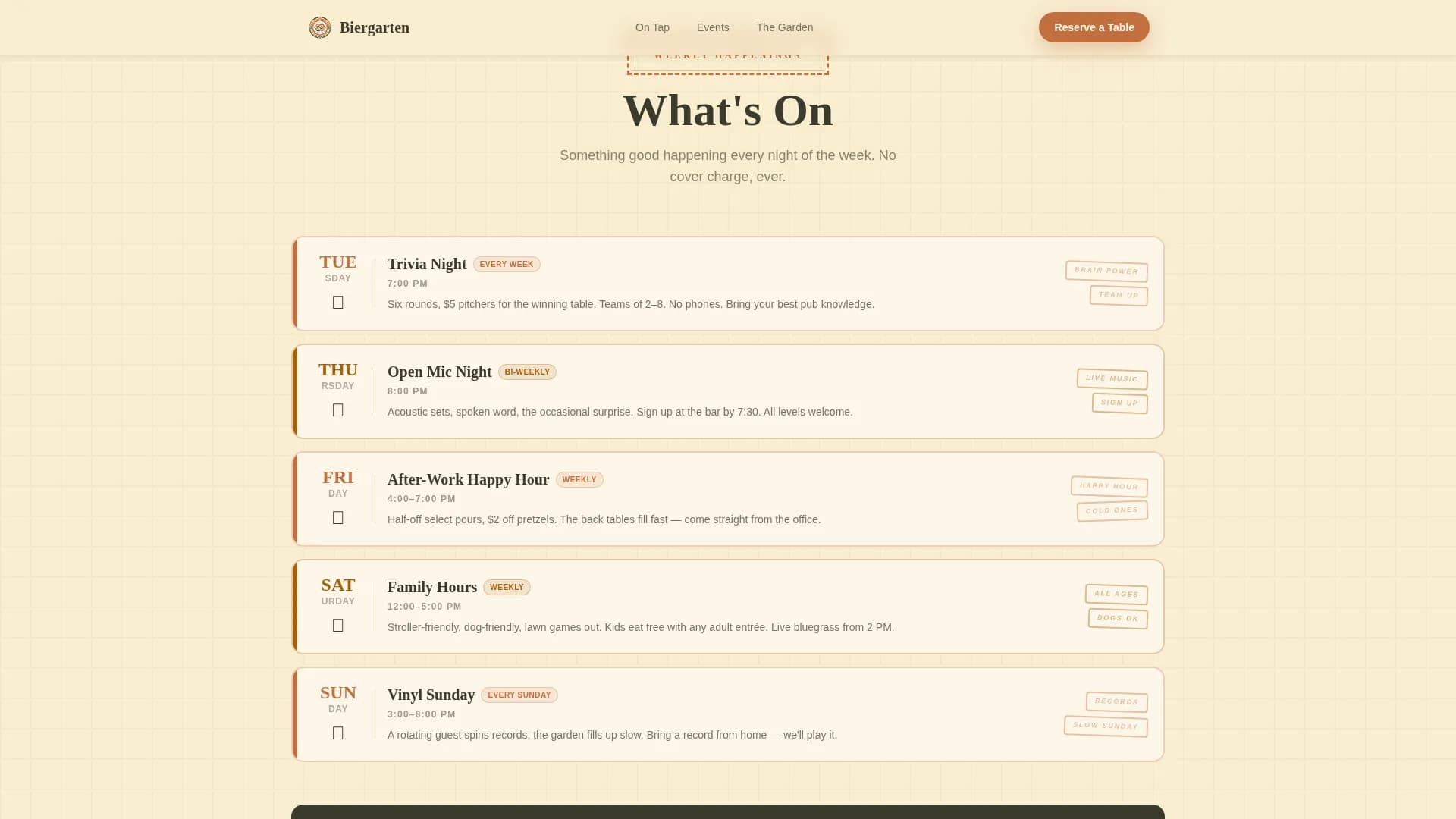 Hop — Authentic Beer Garden Landing Page Template