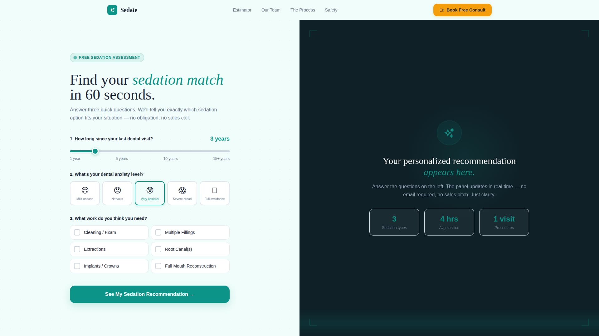 Expert Sedation Dentist Appointment Booking Website Template
