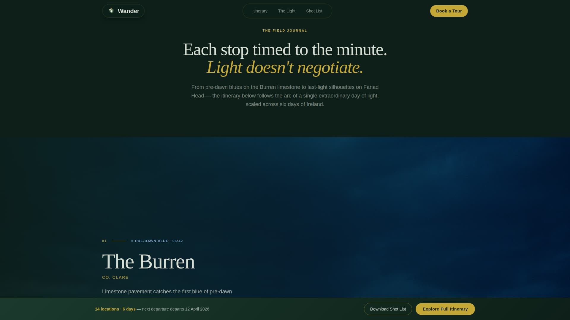 Wander - Immersive Photography Landing Page Template