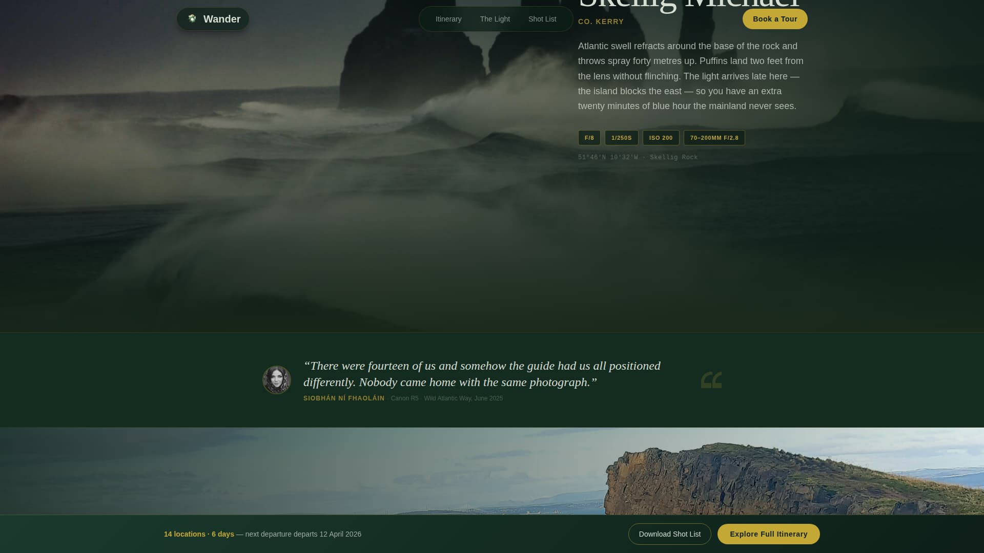 Wander - Immersive Photography Landing Page Template