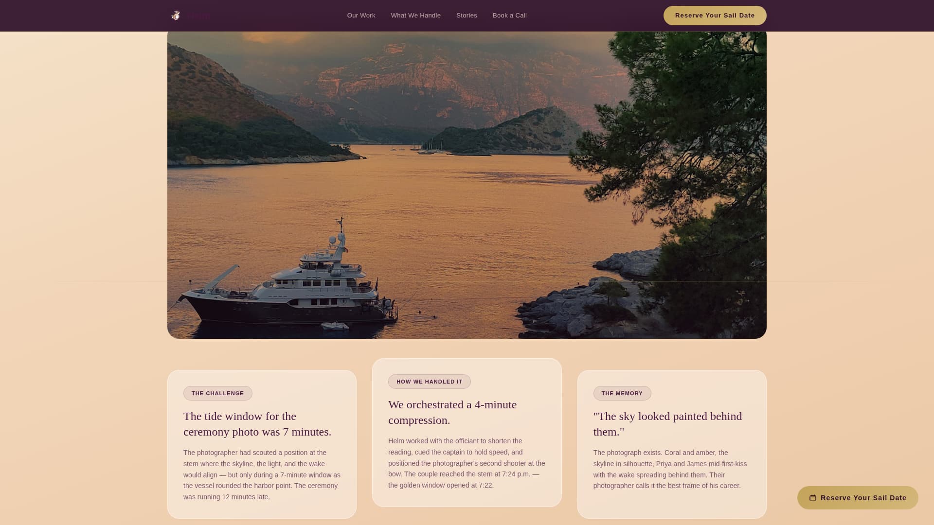 Helm - Seamless Yachtwedding Landing Page Template