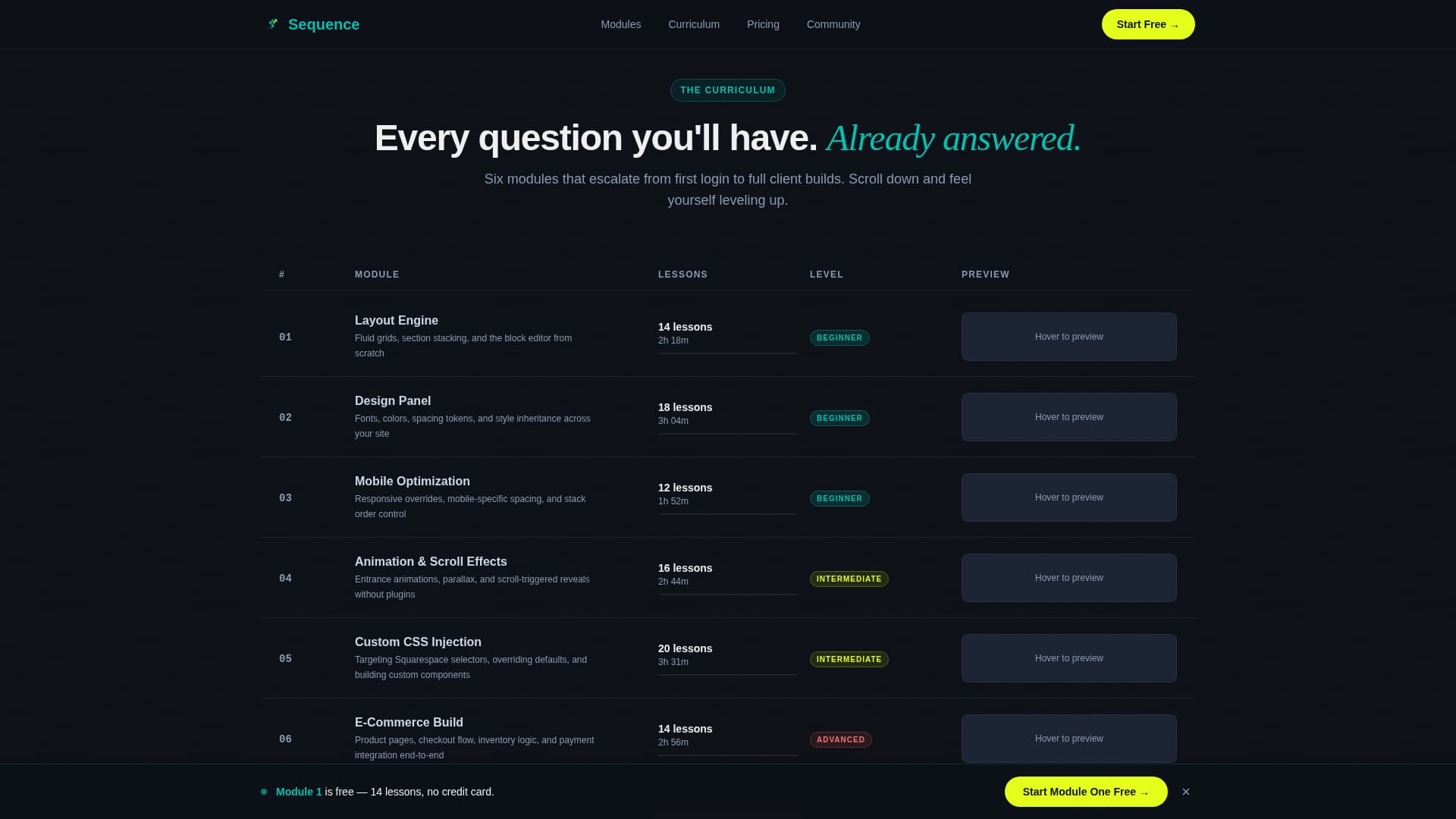 Sequence - Dynamic Squarespace Landing Page Template