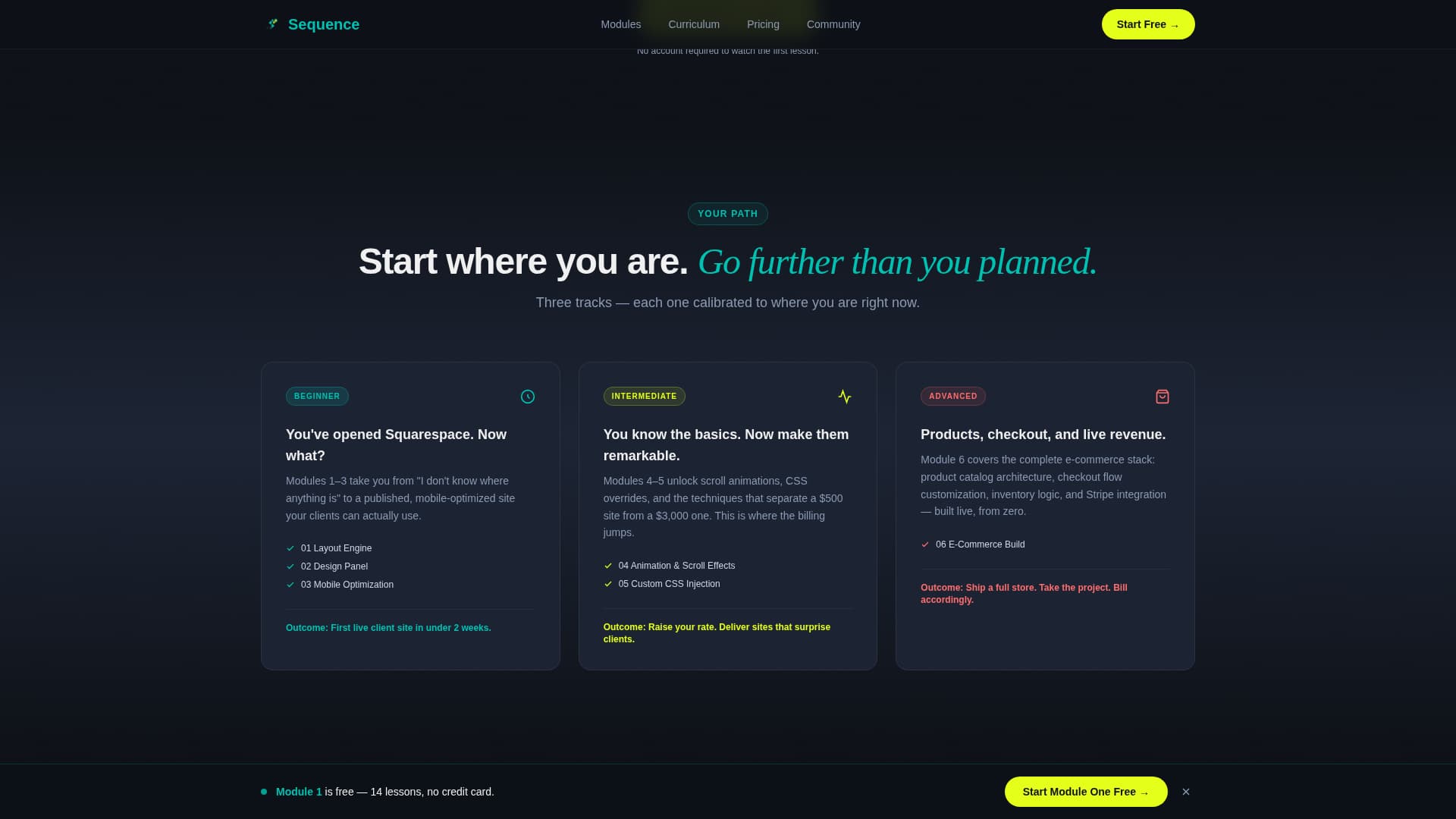 Sequence - Dynamic Squarespace Landing Page Template