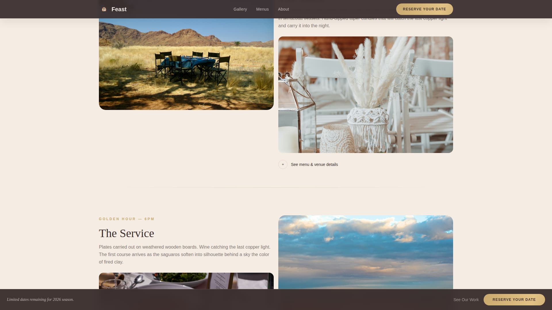 Desert Wedding Booking Website Template