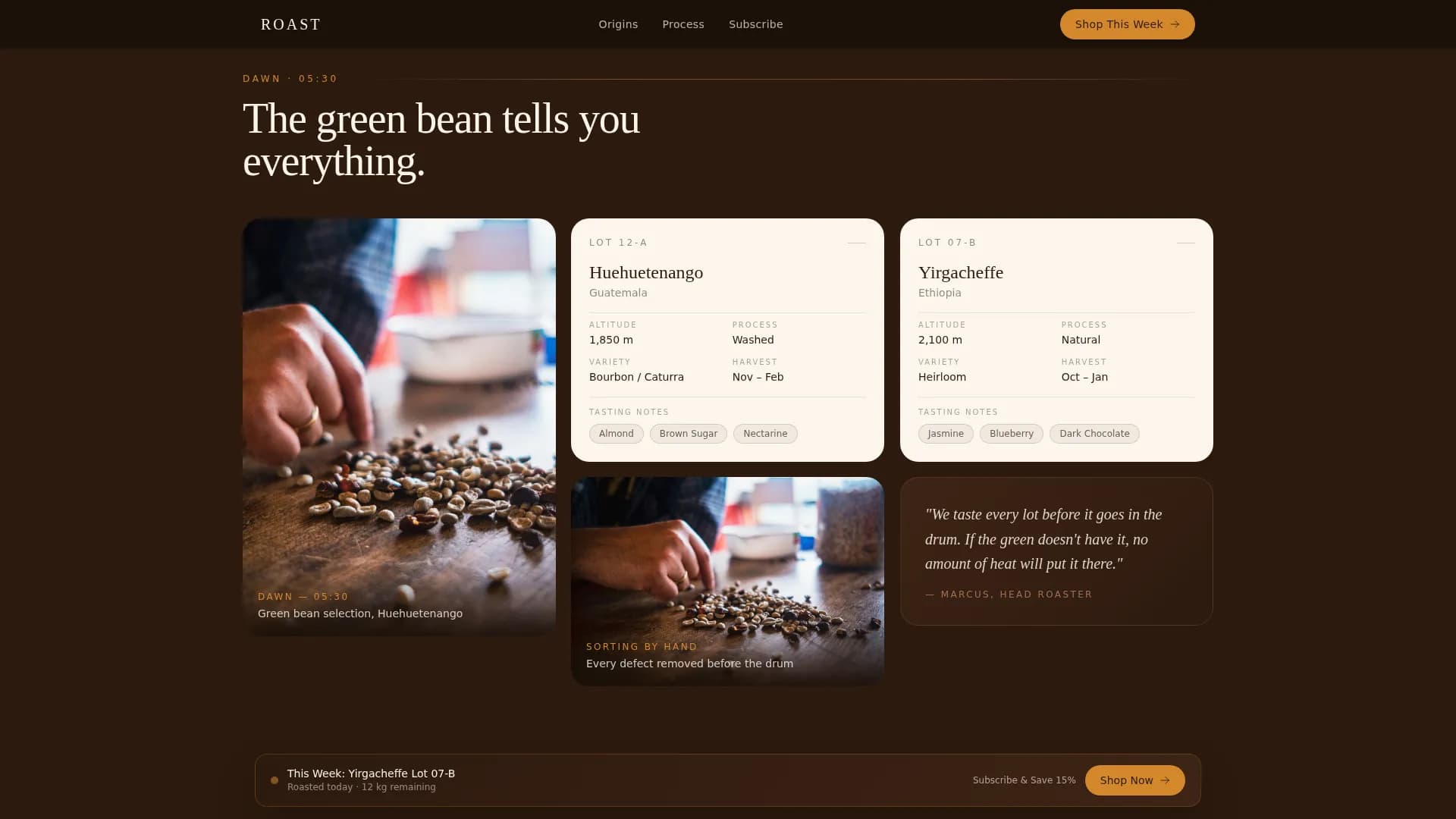 Artisan Coffee Roaster & Online Retail Website Template
