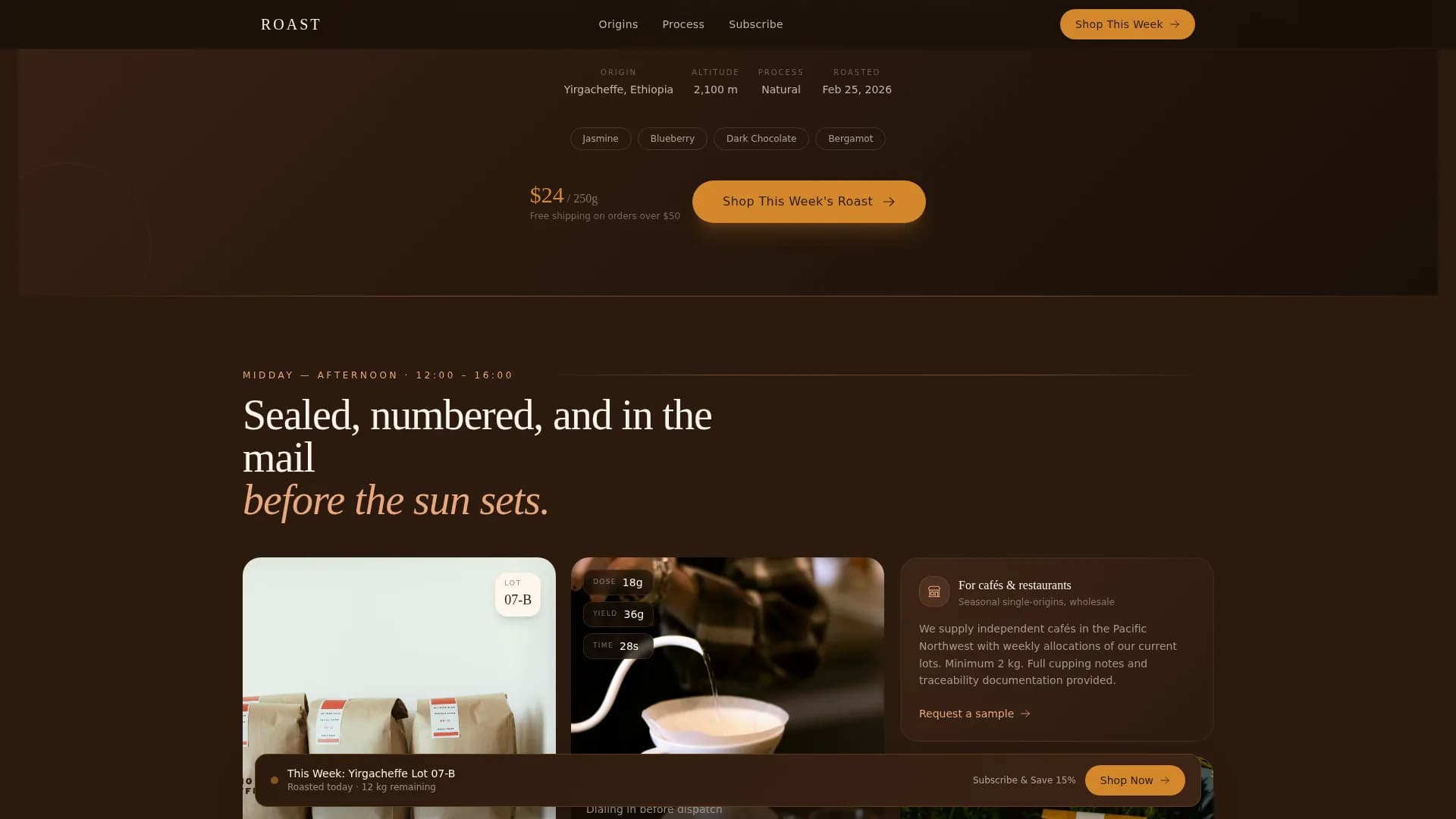 Artisan Coffee Roaster & Online Retail Website Template