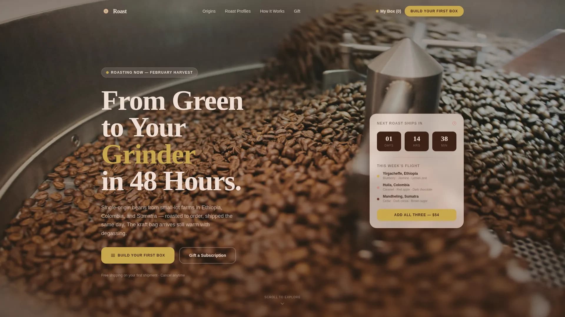 Coffee Roaster & Specialty Coffee Pricing Website Template