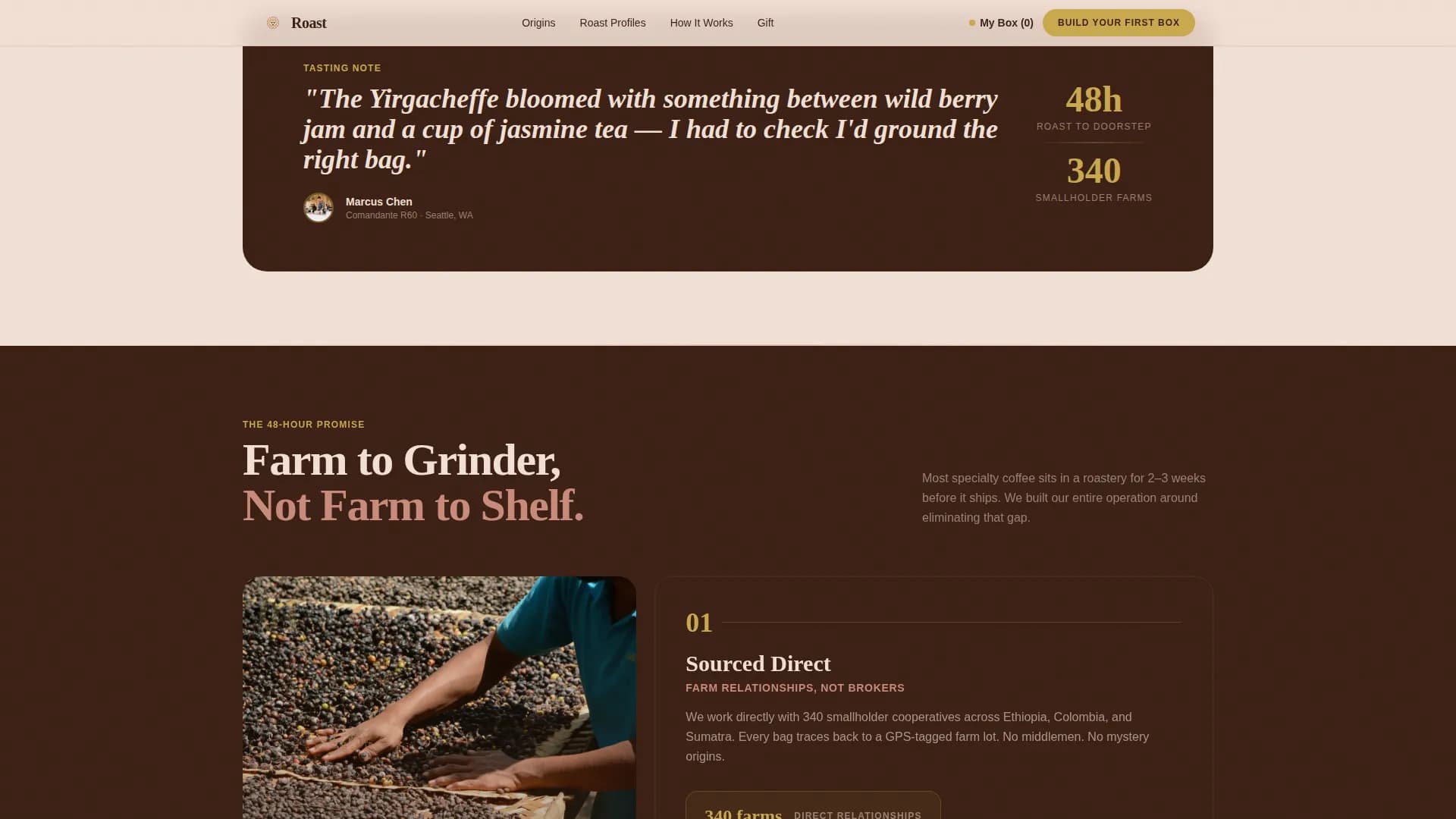 Coffee Roaster & Specialty Coffee Pricing Website Template