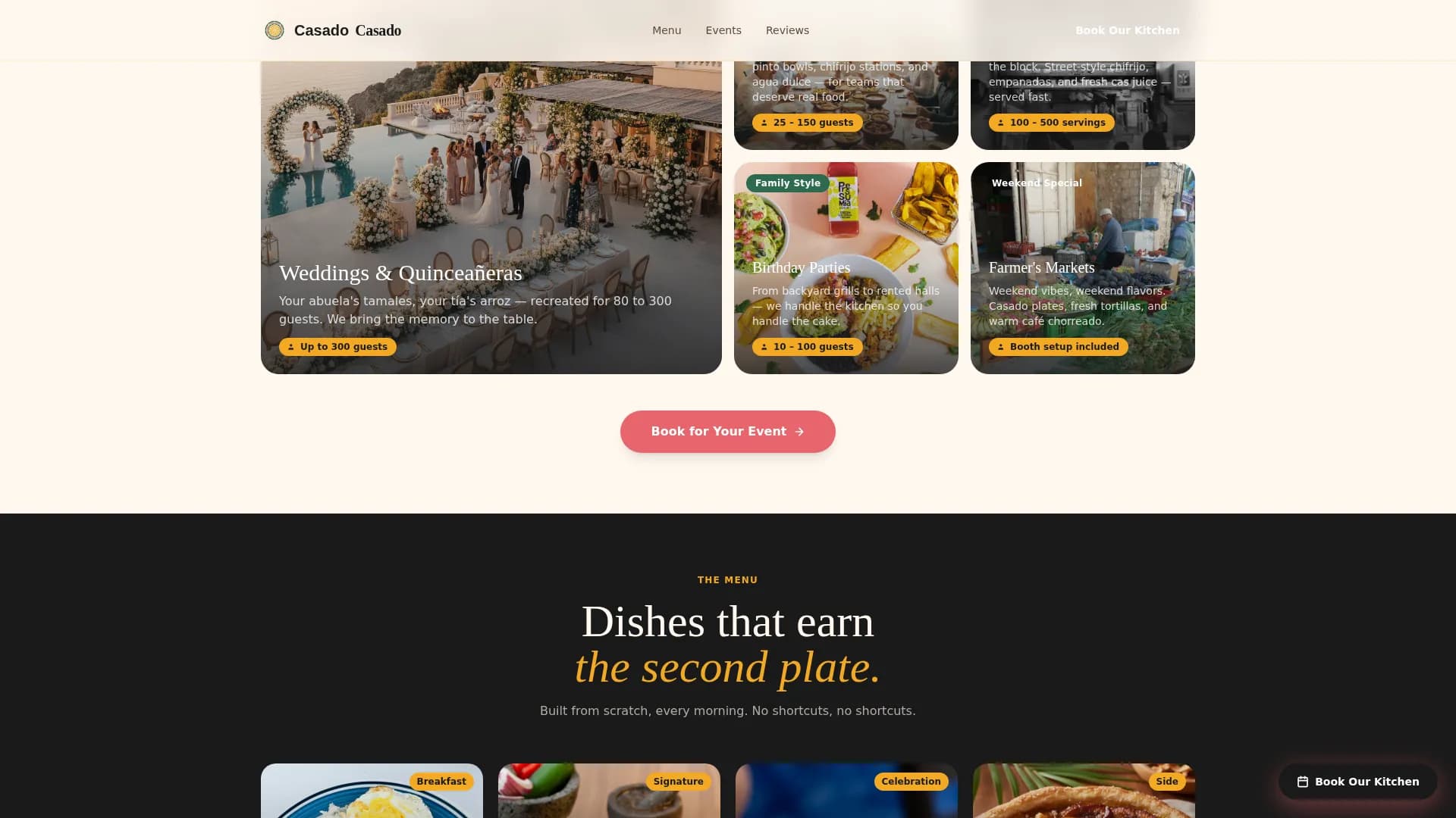Casado - Bold Tropical Catering Landing Page Template