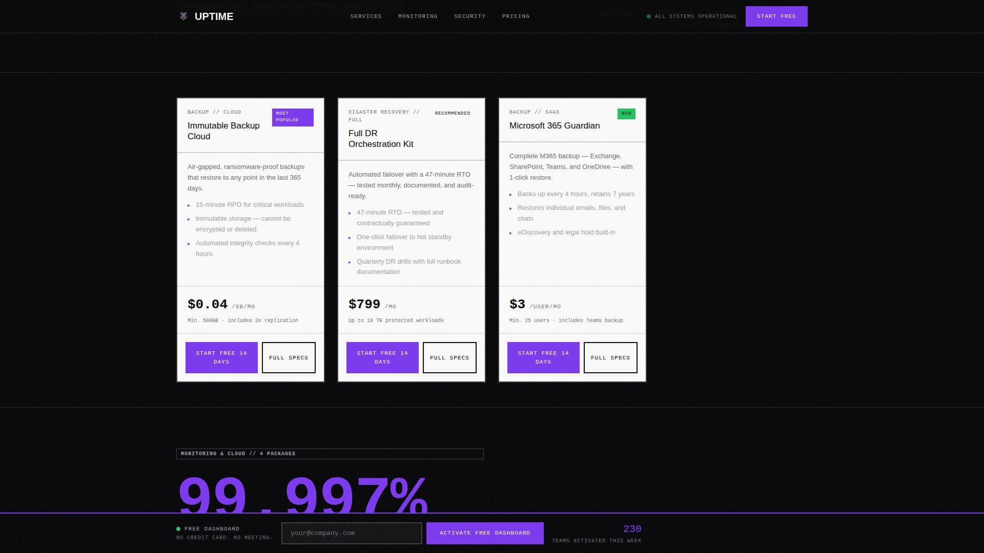 IT Services Digital Presence Pricing Website Template
