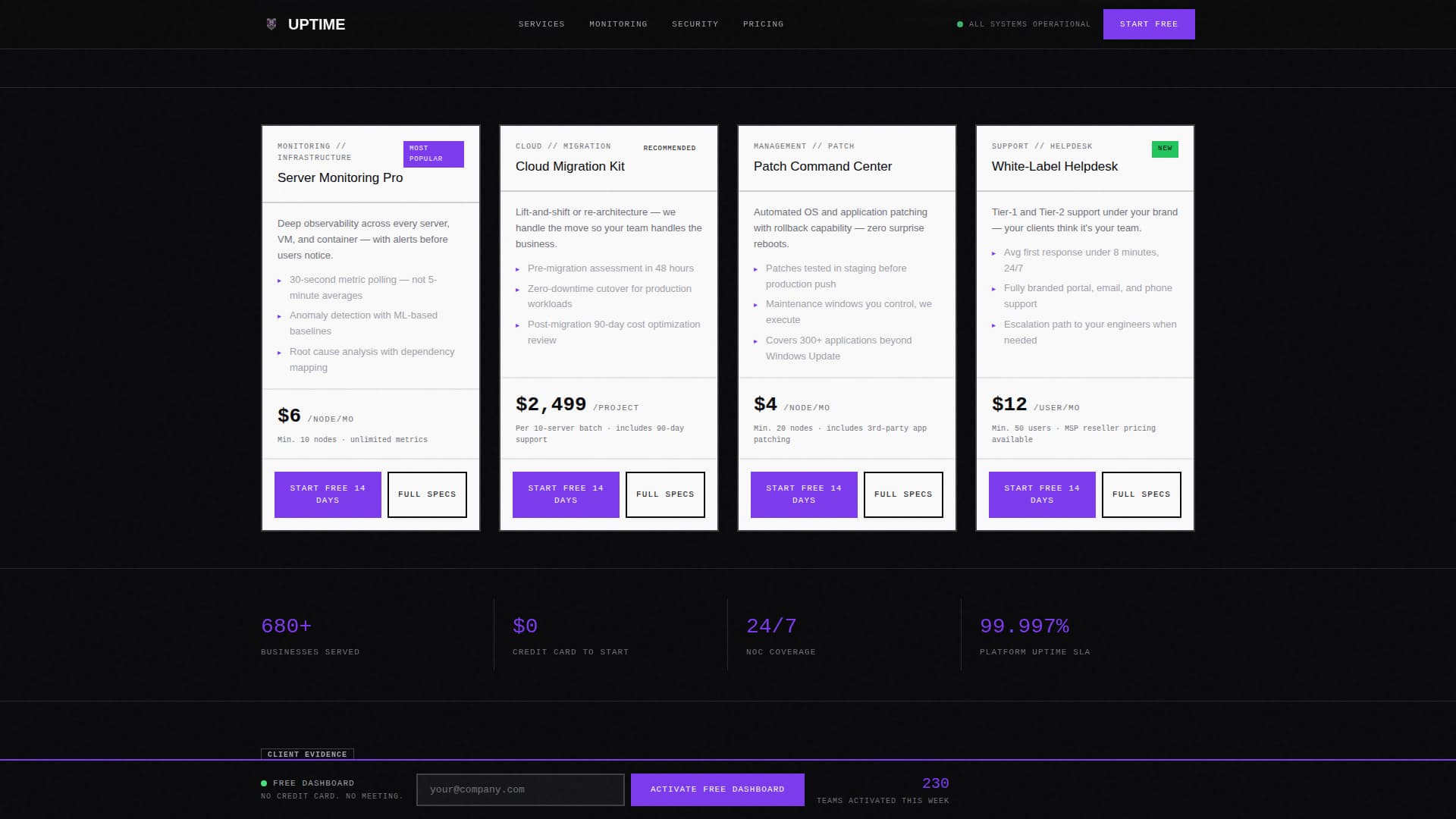 IT Services Digital Presence Pricing Website Template