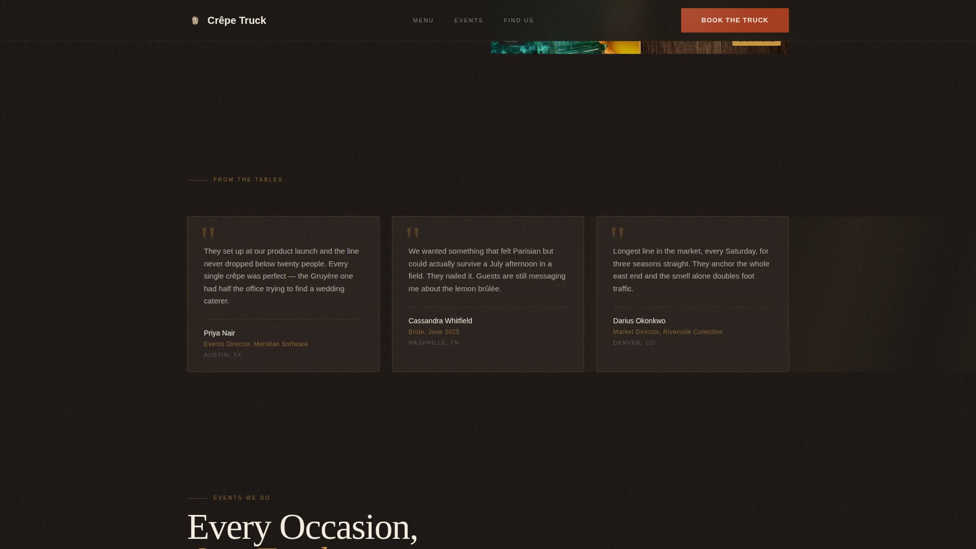 Food Truck & Mobile Kitchen Specialist Booking Website Template