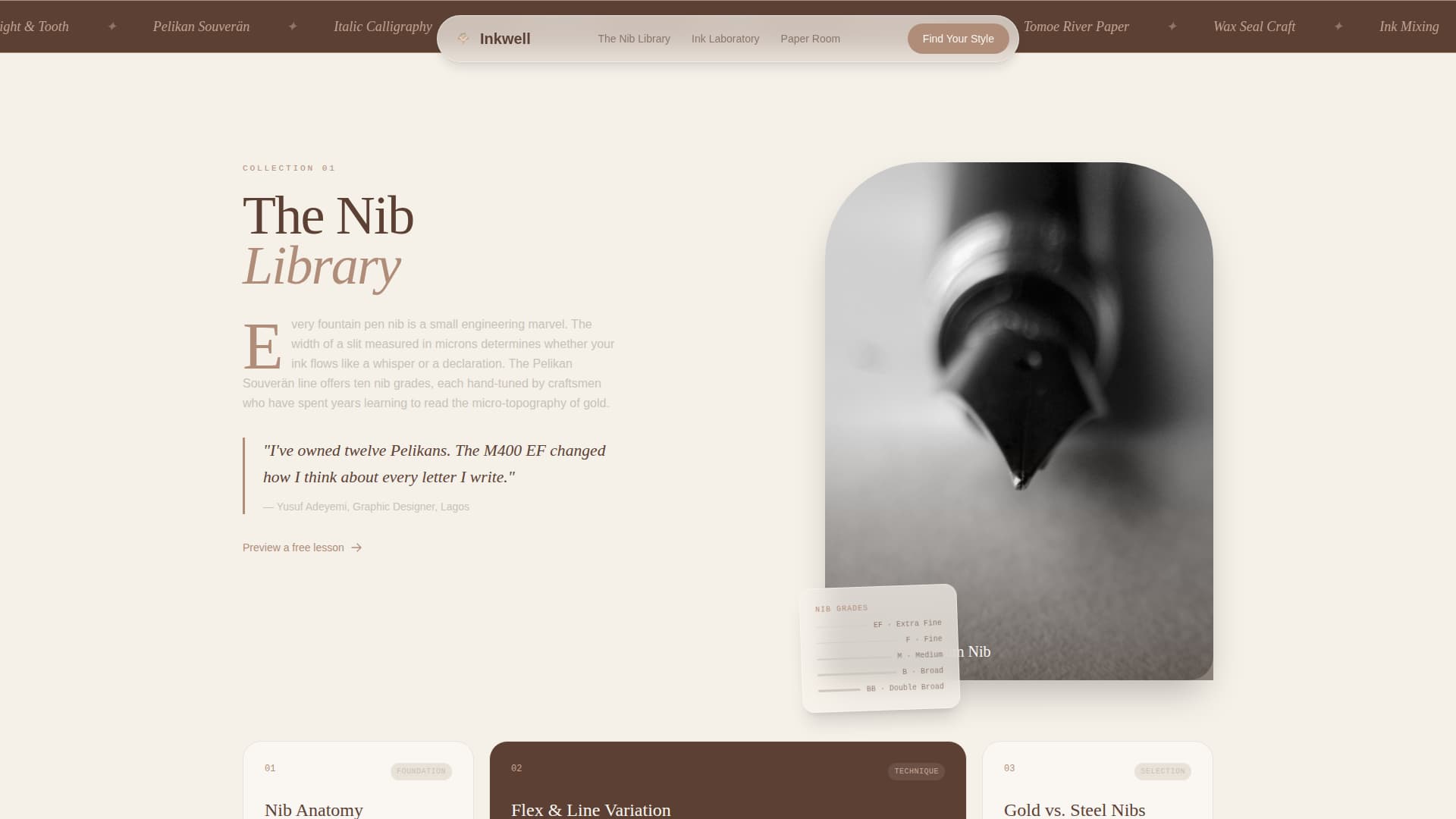 Fountain Pen & Stationery Content Blog Website Template