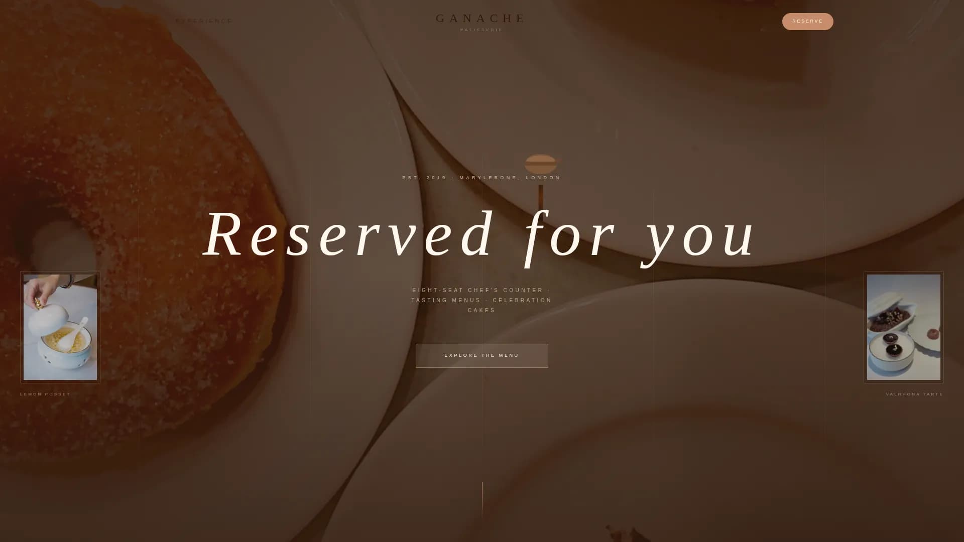 Luxury Dessert Café & Patisserie Booking Website Template