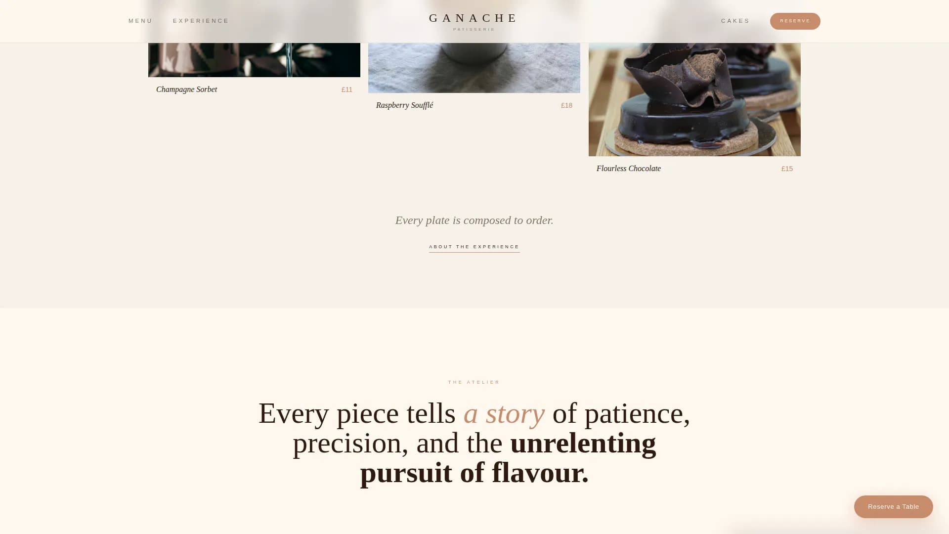 Luxury Dessert Café & Patisserie Booking Website Template