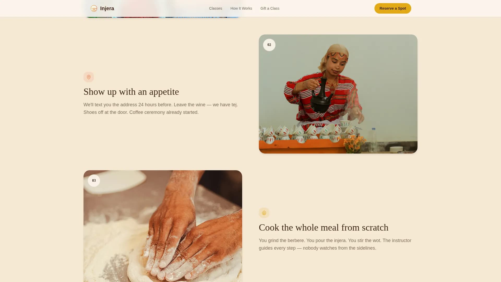 Injera — Ethiopian Cooking Class Landing Page Template