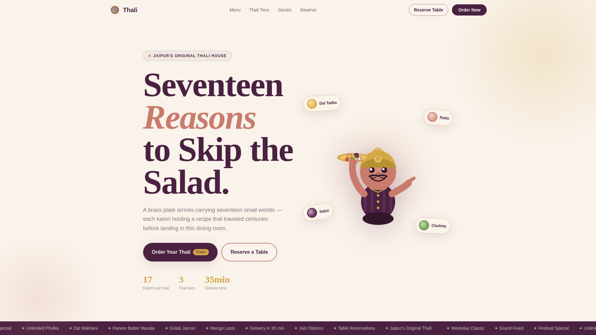 Indian Street Food & Regional Cuisine Booking Website Template
