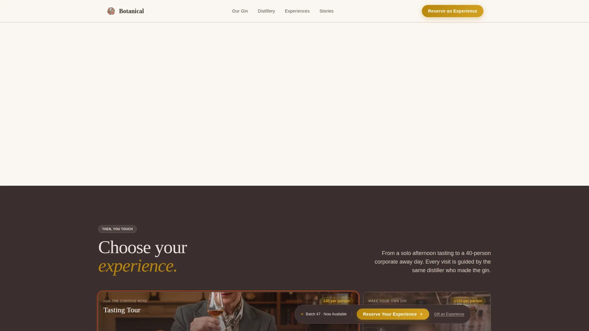 Distillery & Spirits Booking Website Template