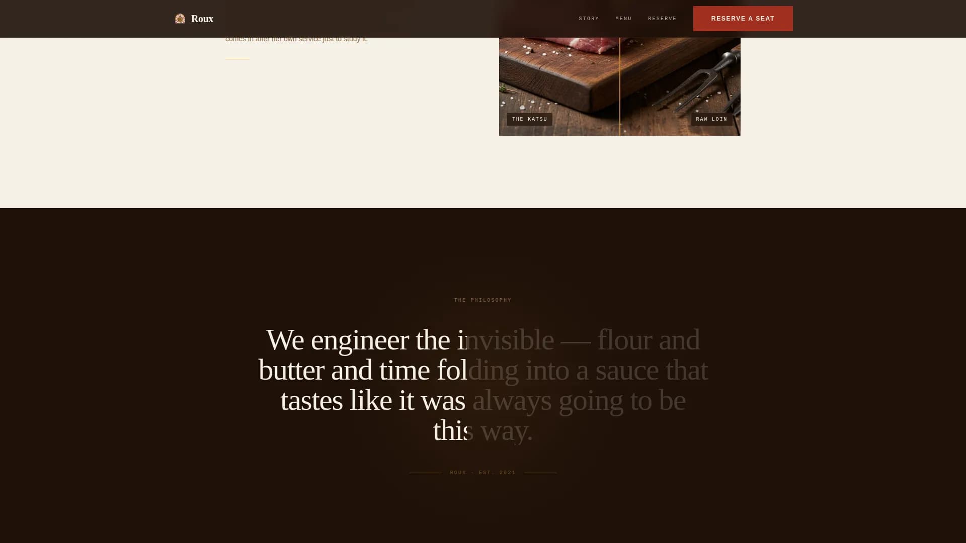 Roux — Artisanal Curry Restaurant Landing Page Template
