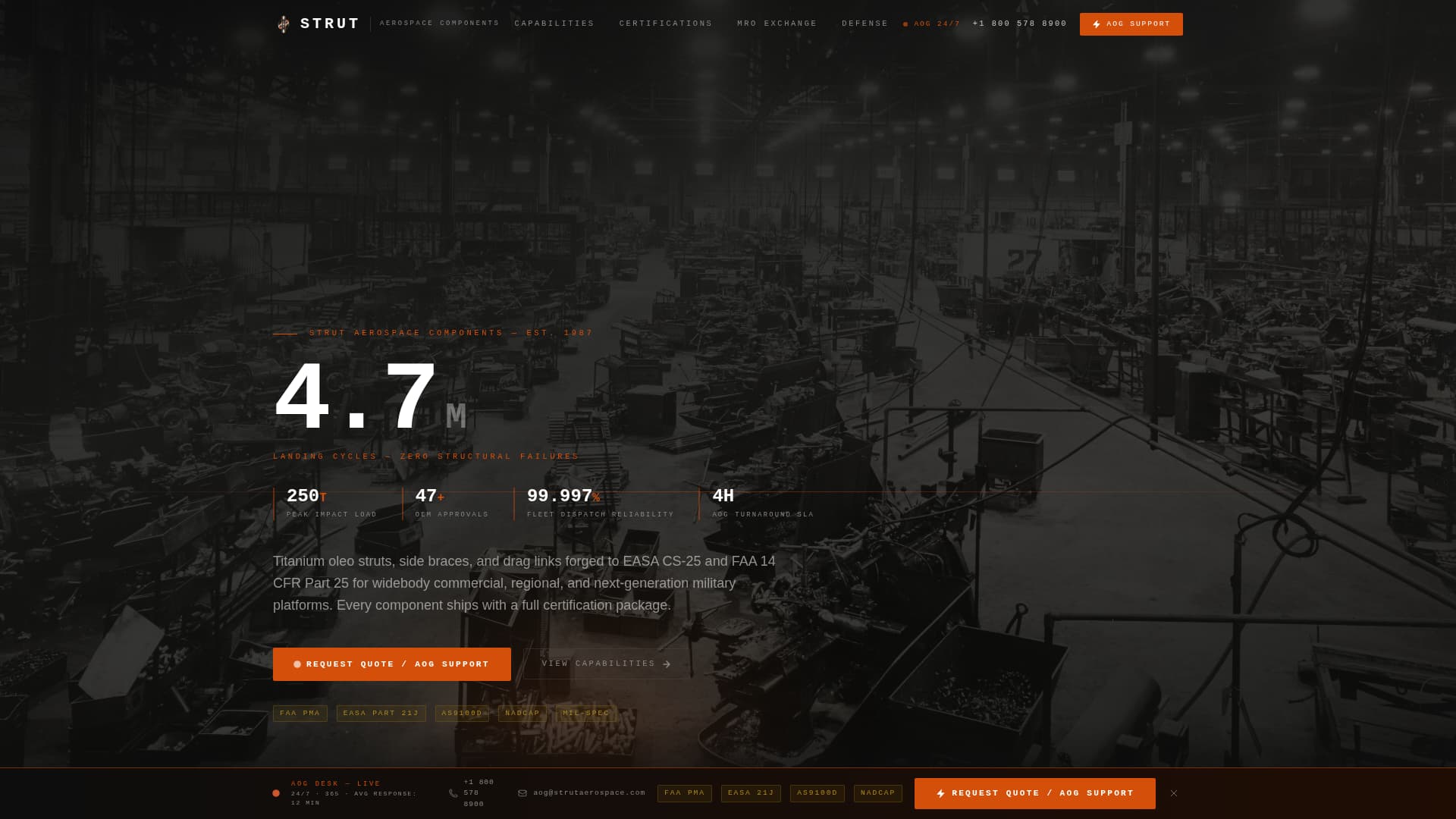 Landing Gear Manufacturer Website Template for Aerospace OEMs