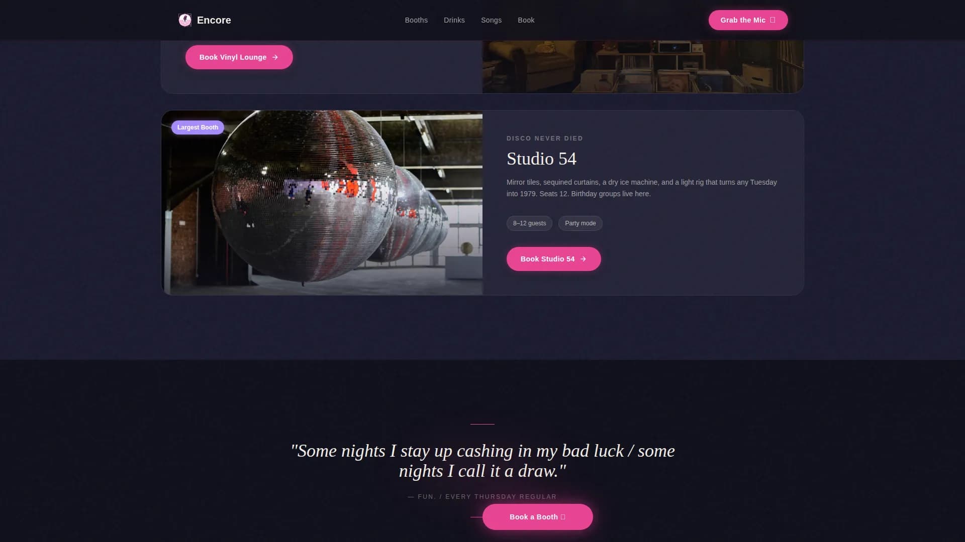 Karaoke Bar Neon Experience & Booking Website Template