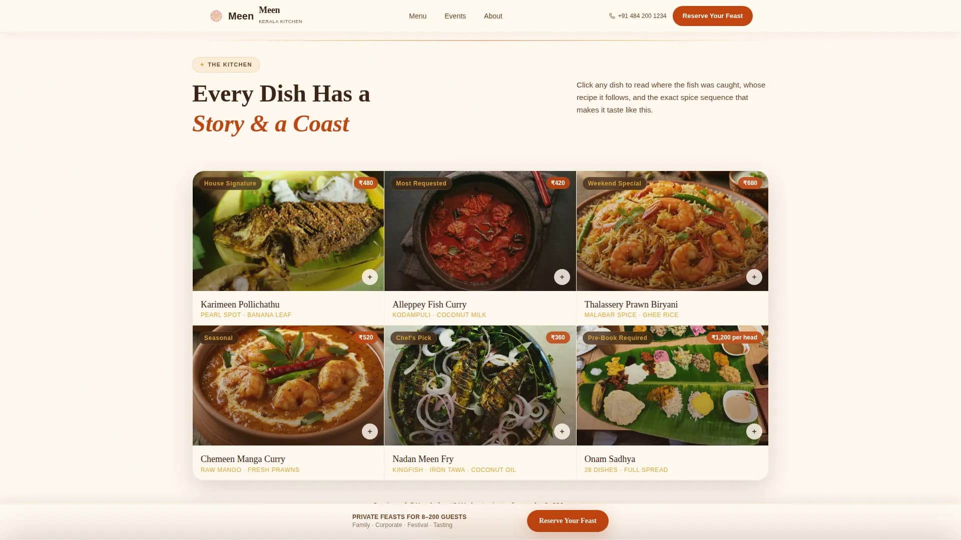 Regional & Specialty Restaurant Appointment Booking Website Template