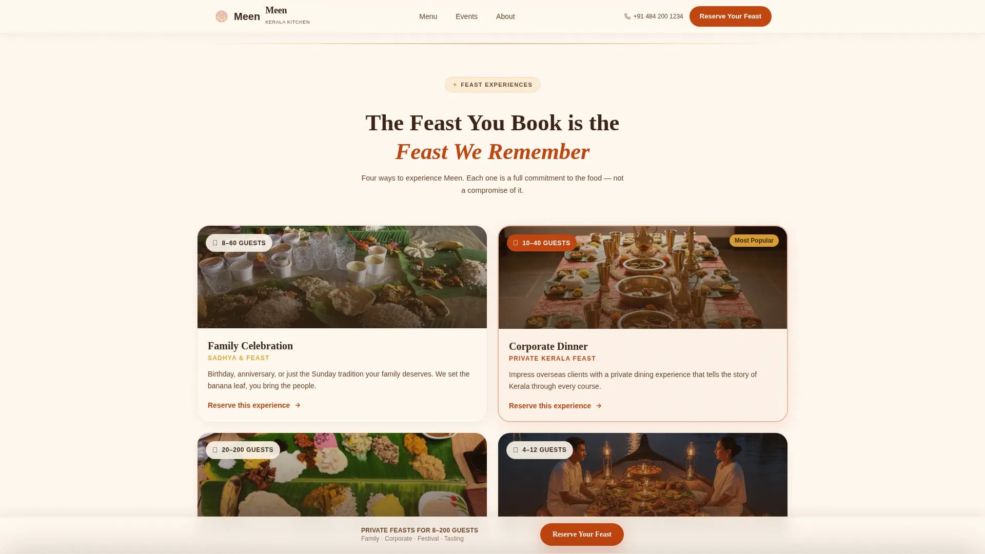 Regional & Specialty Restaurant Appointment Booking Website Template