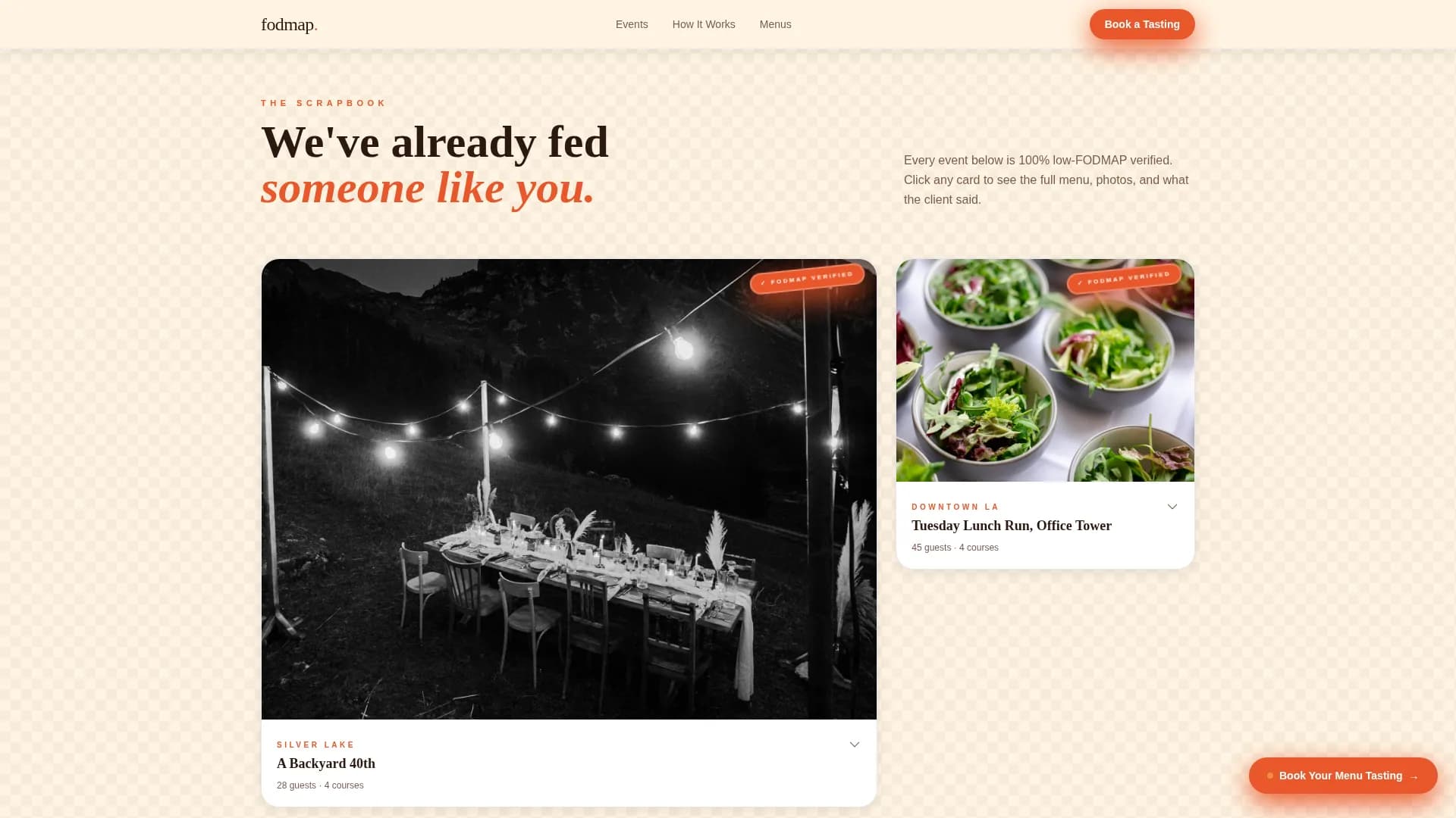 Advanced Low-FODMAP Food & Dining Appointment Booking Website Template