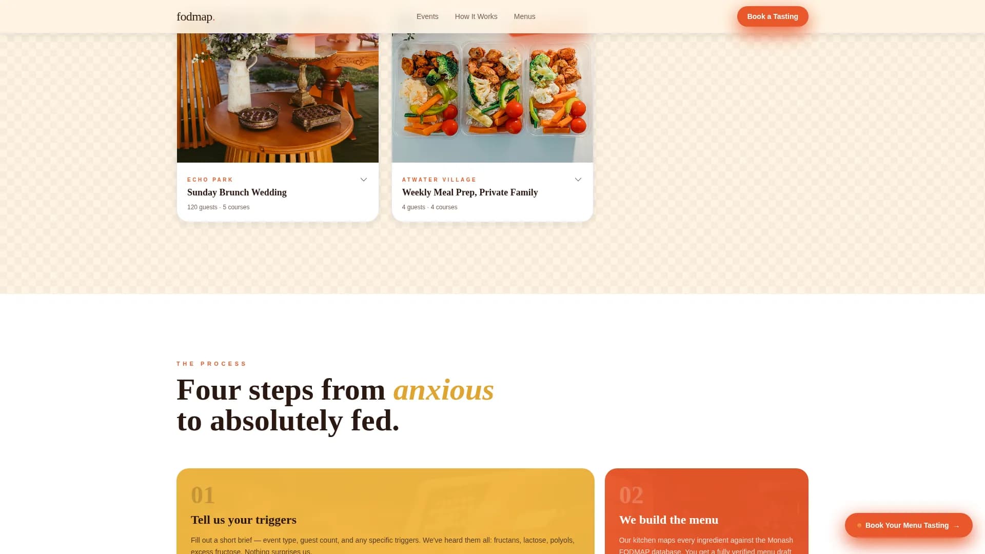 Advanced Low-FODMAP Food & Dining Appointment Booking Website Template