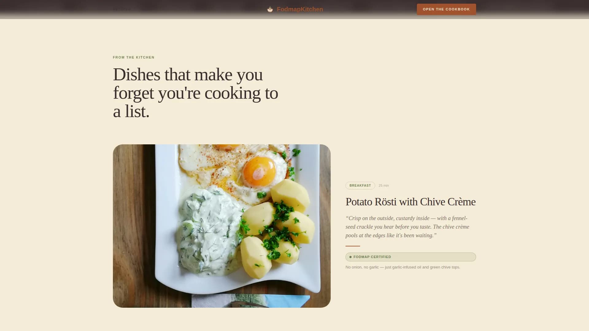 Complete Low-FODMAP Food & Dining Professional Website Template