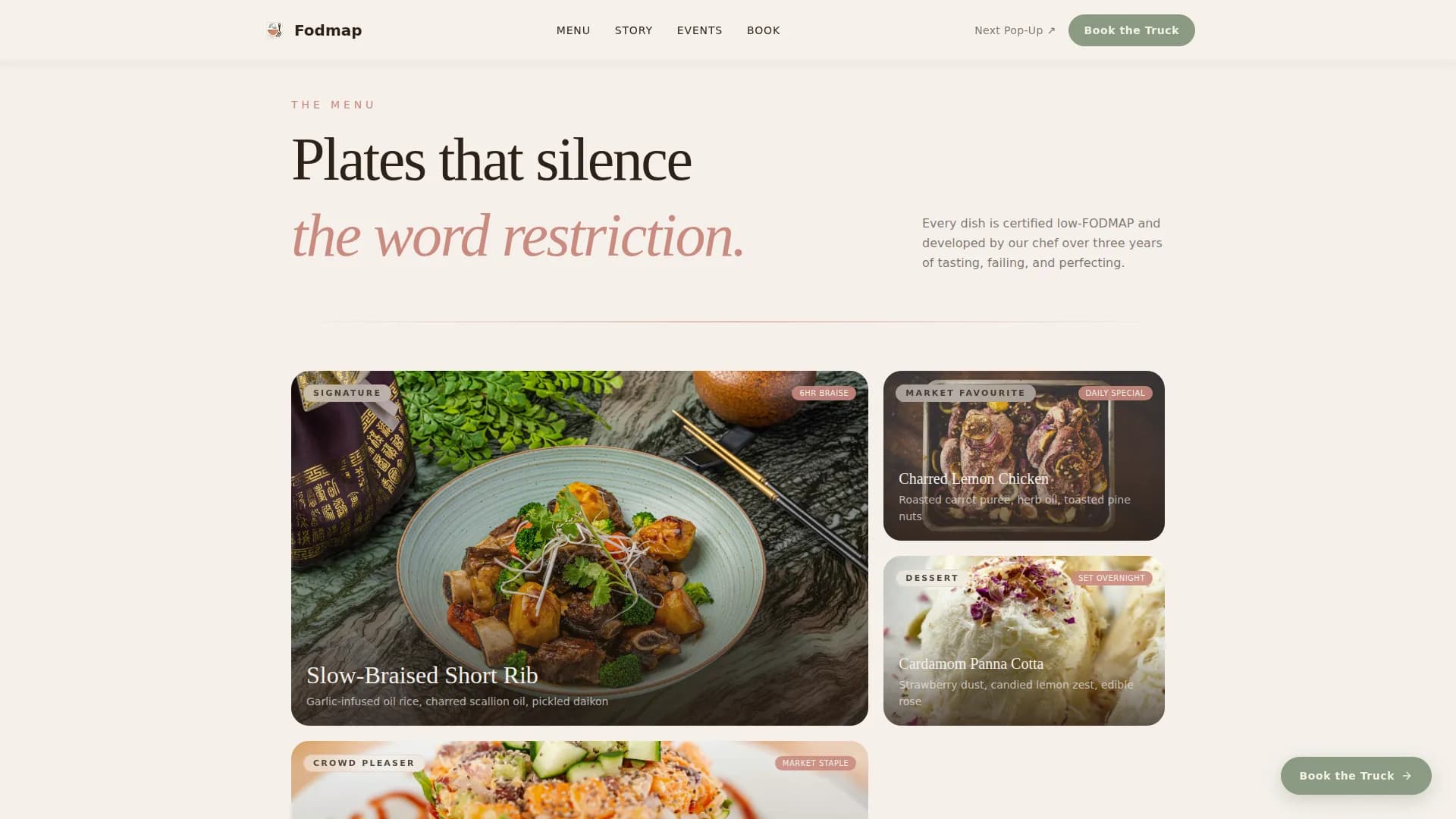 Low-FODMAP Food & Dining Appointment Booking Website Template