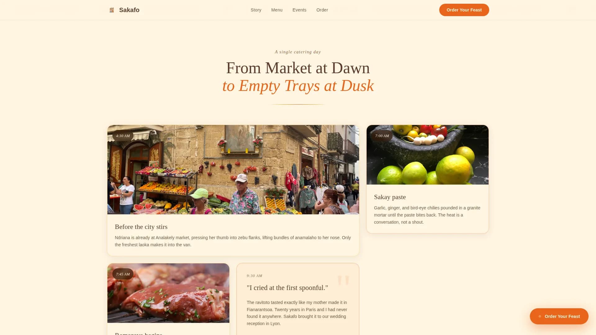 Sakafo - Authentic Malagasy Catering Landing Page Template