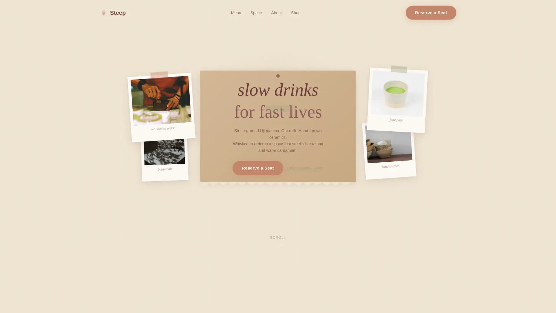 Serene — Pastoral Matcha Bar Landing Page Template