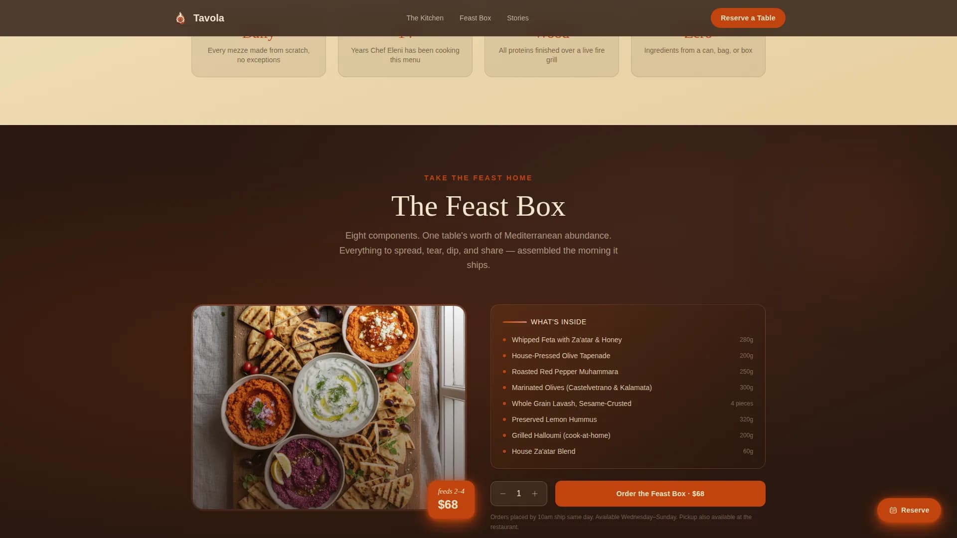 Tavola — Artisan Mediterranean Dining Landing Page Template