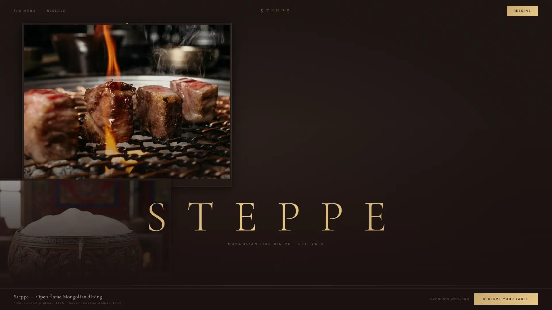 Steppe — Luxury Dining Venue Landing Page Template
