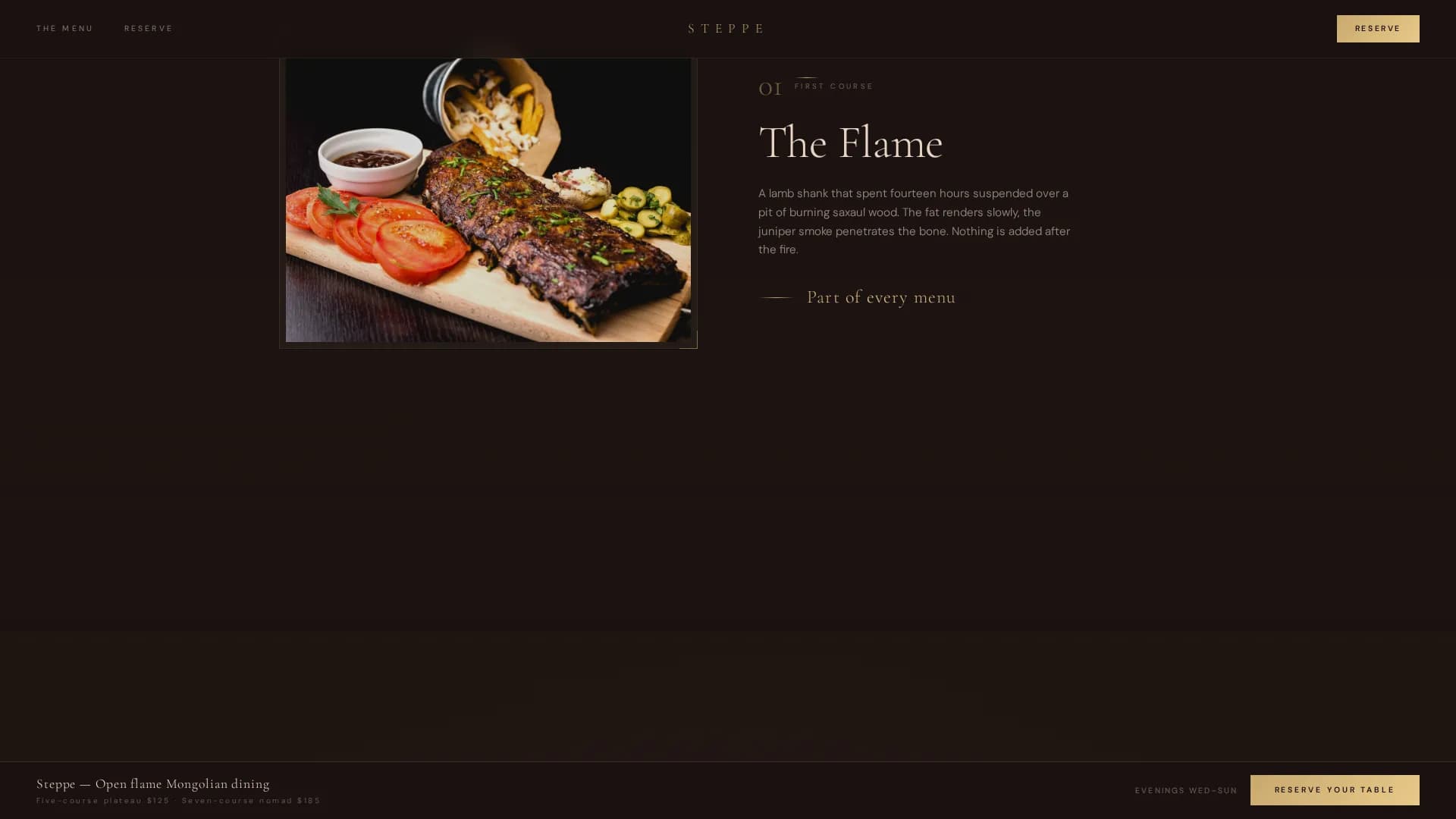 Steppe — Luxury Dining Venue Landing Page Template