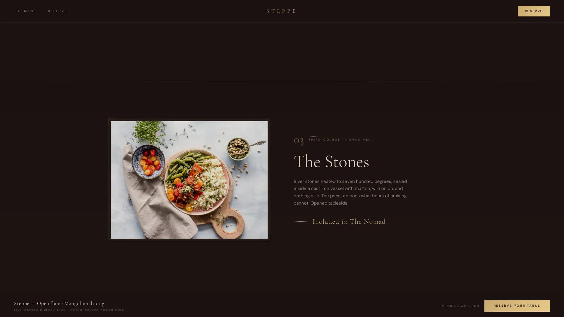 Steppe — Luxury Dining Venue Landing Page Template