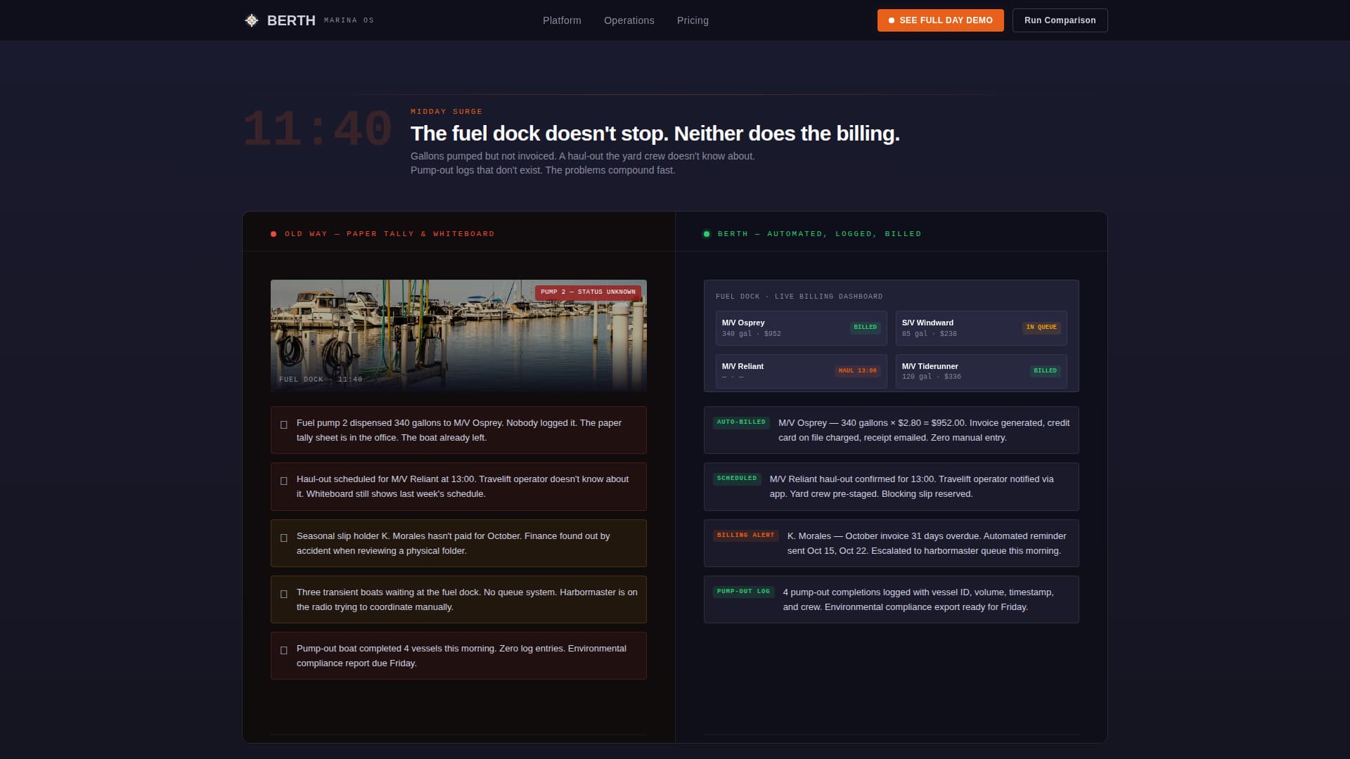 Marina Operations Software Comparison Landing Page Template