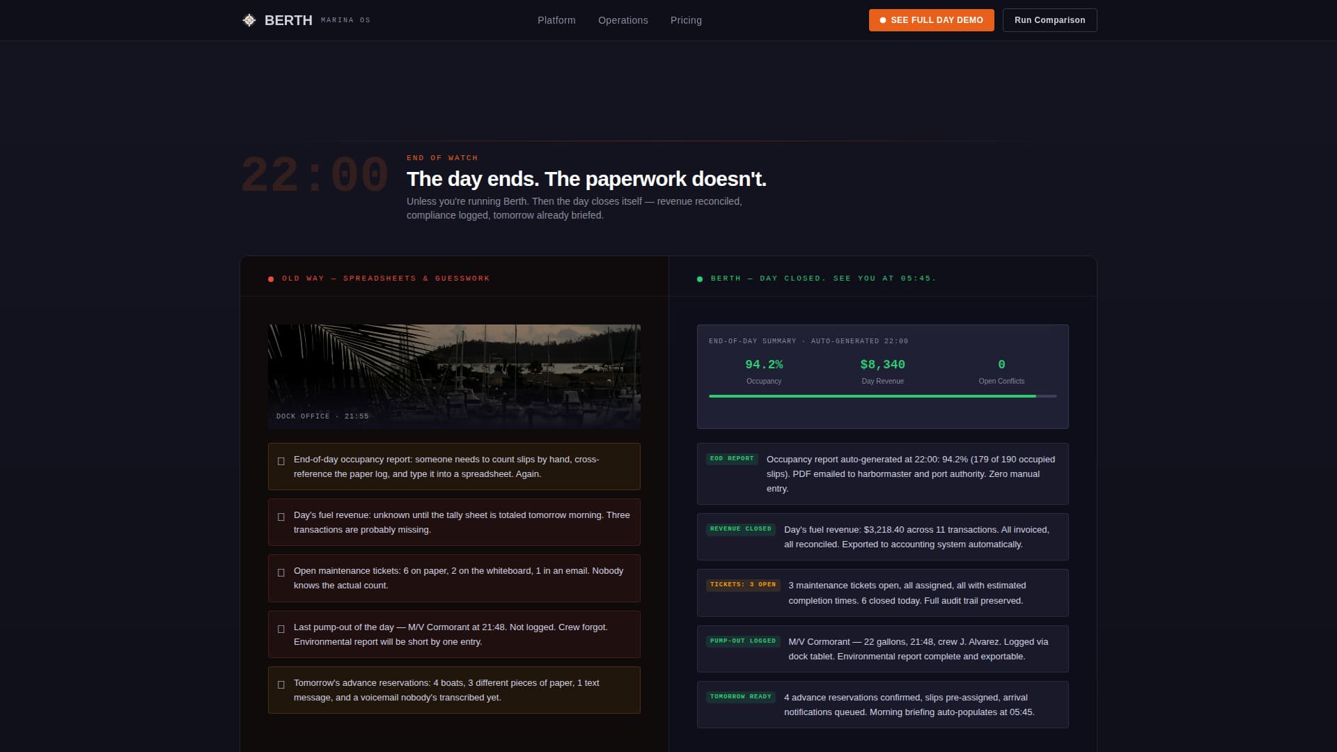 Marina Operations Software Comparison Landing Page Template