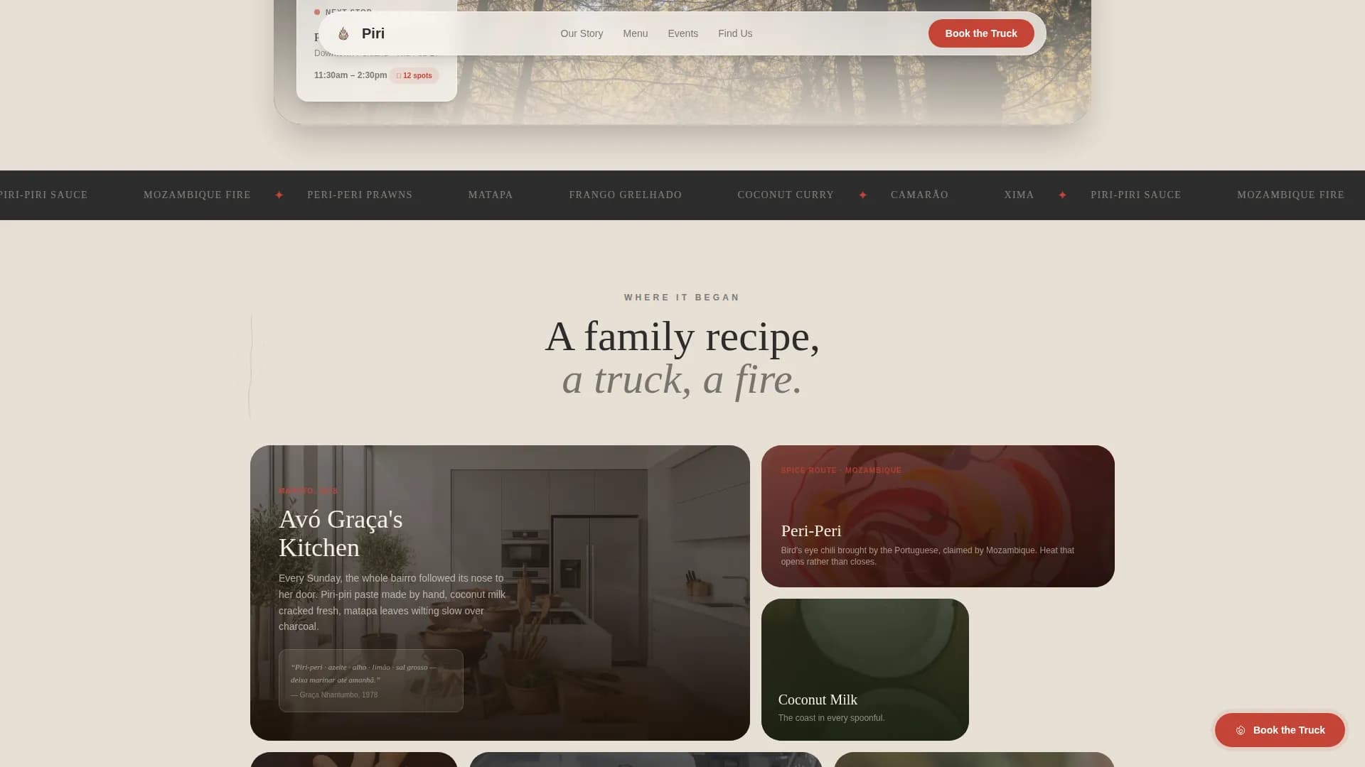 Mozambican Cuisine Booking Website Template
