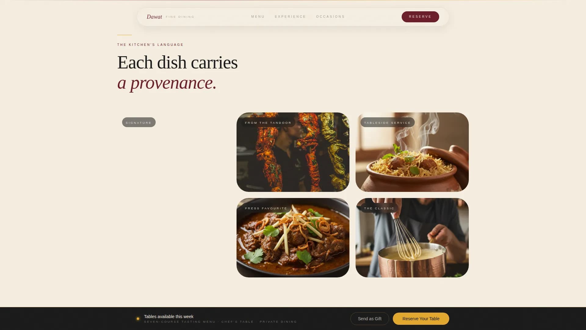 Regional & Specialty Restaurant Appointment Booking Website Template