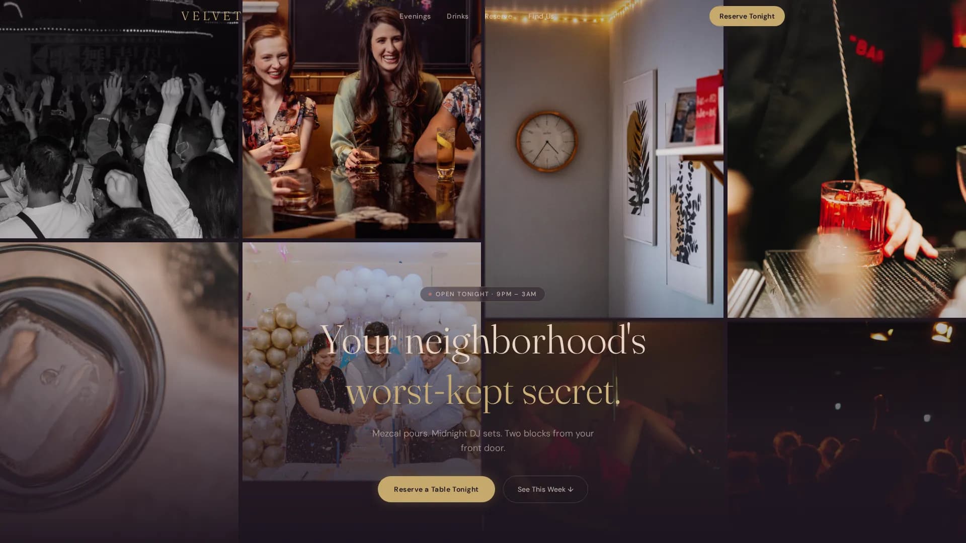 Neighborhood Nightclub & Lounge Reservation Website Template