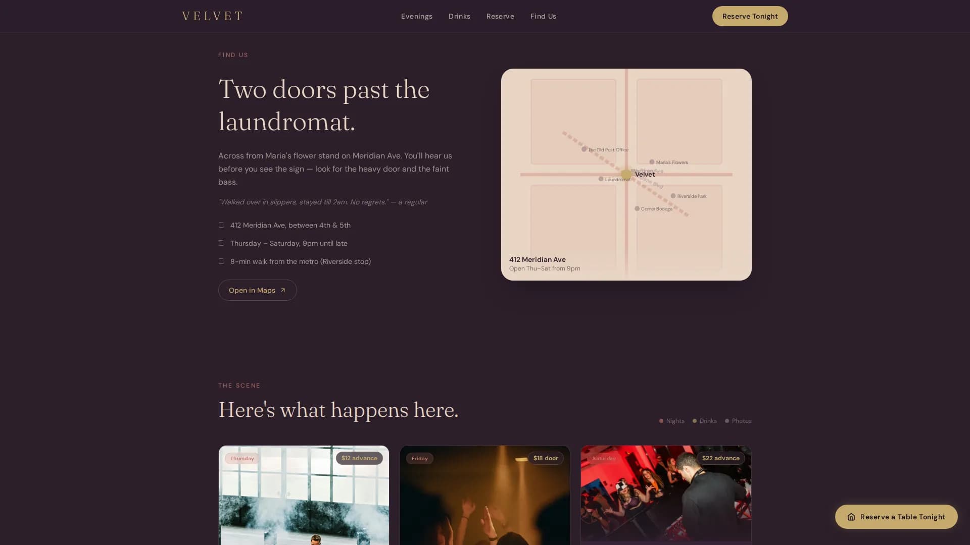 Neighborhood Nightclub & Lounge Reservation Website Template
