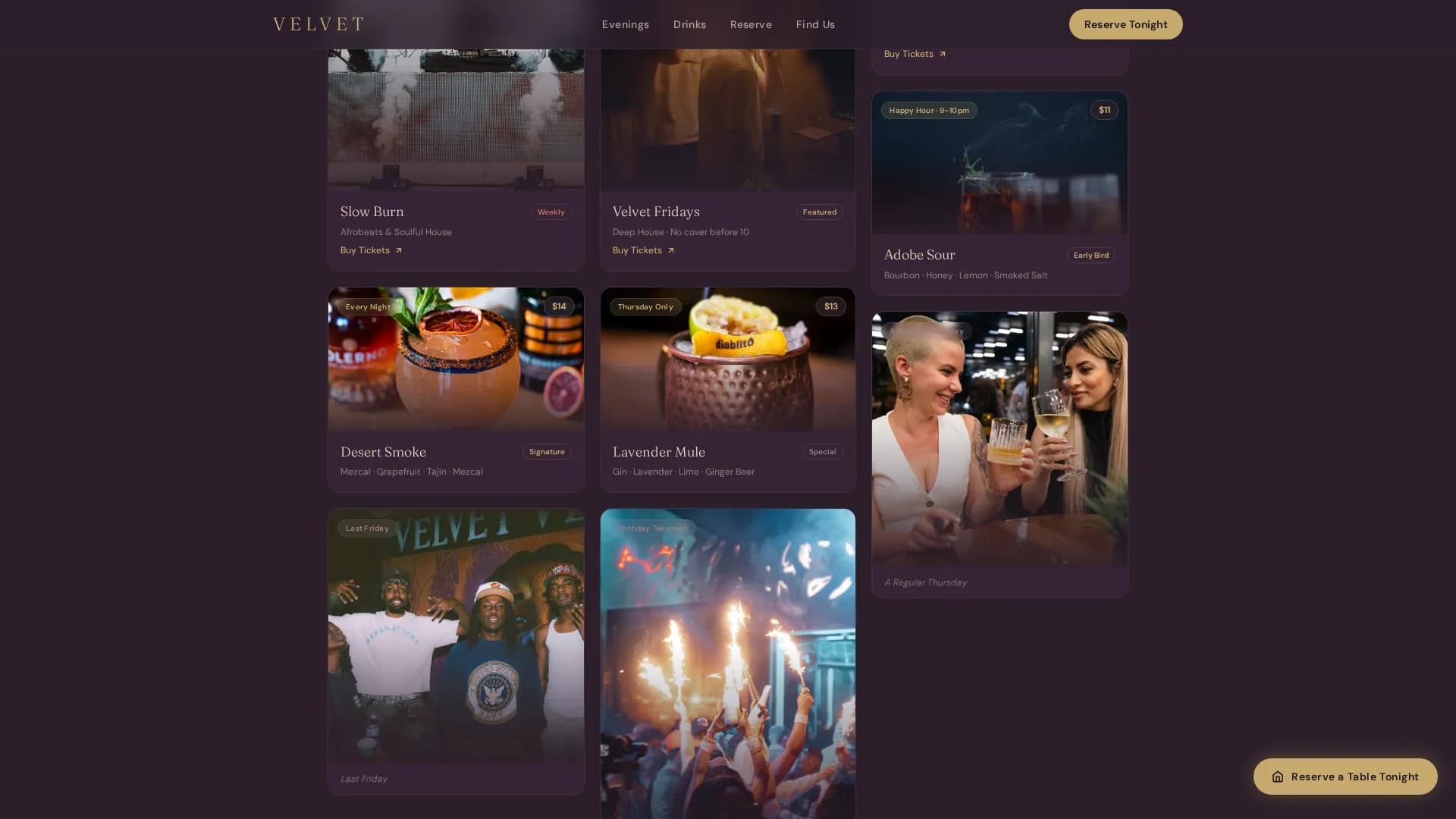 Neighborhood Nightclub & Lounge Reservation Website Template