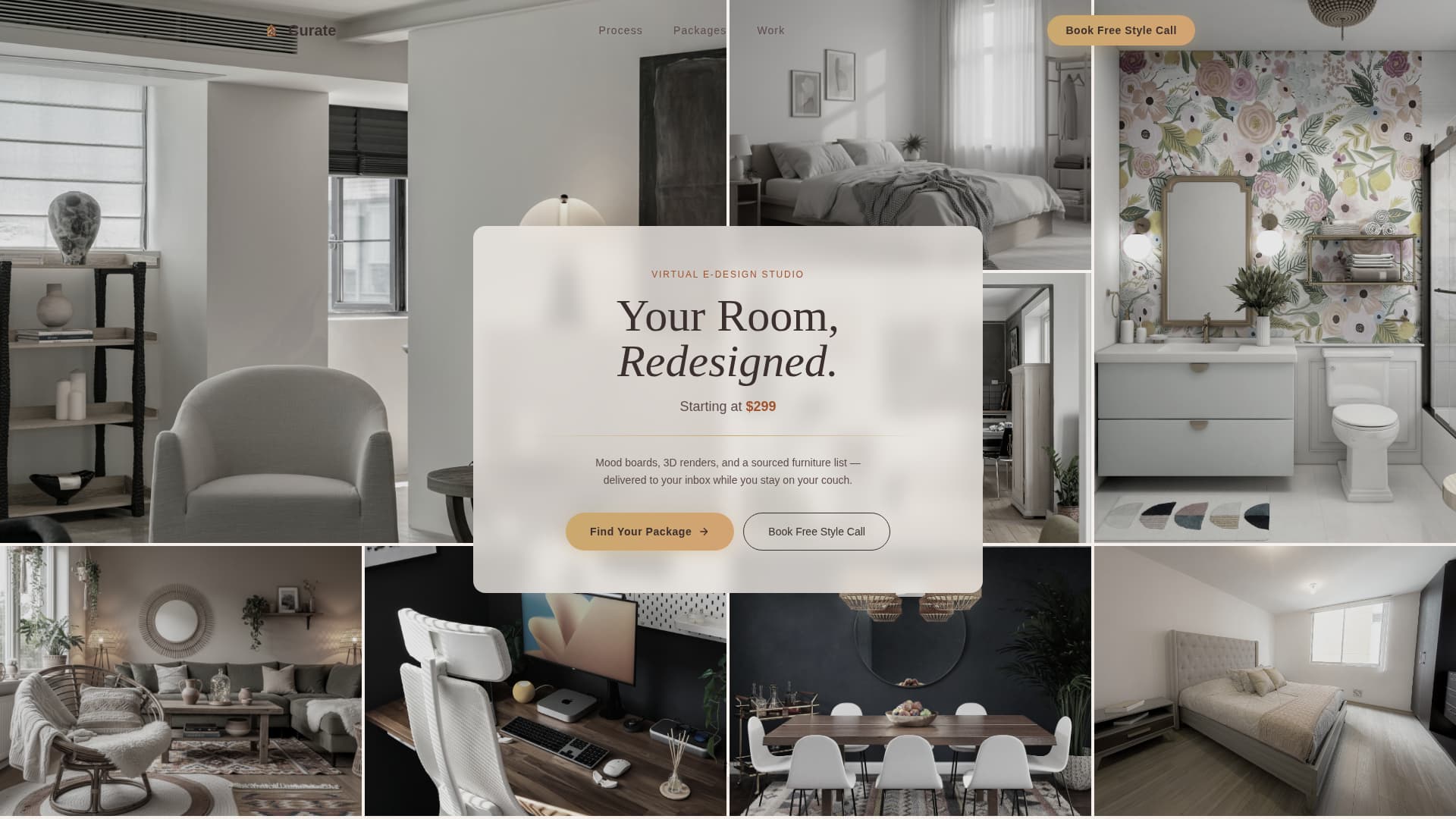 Curate — Premium Interior Design Landing Page Template