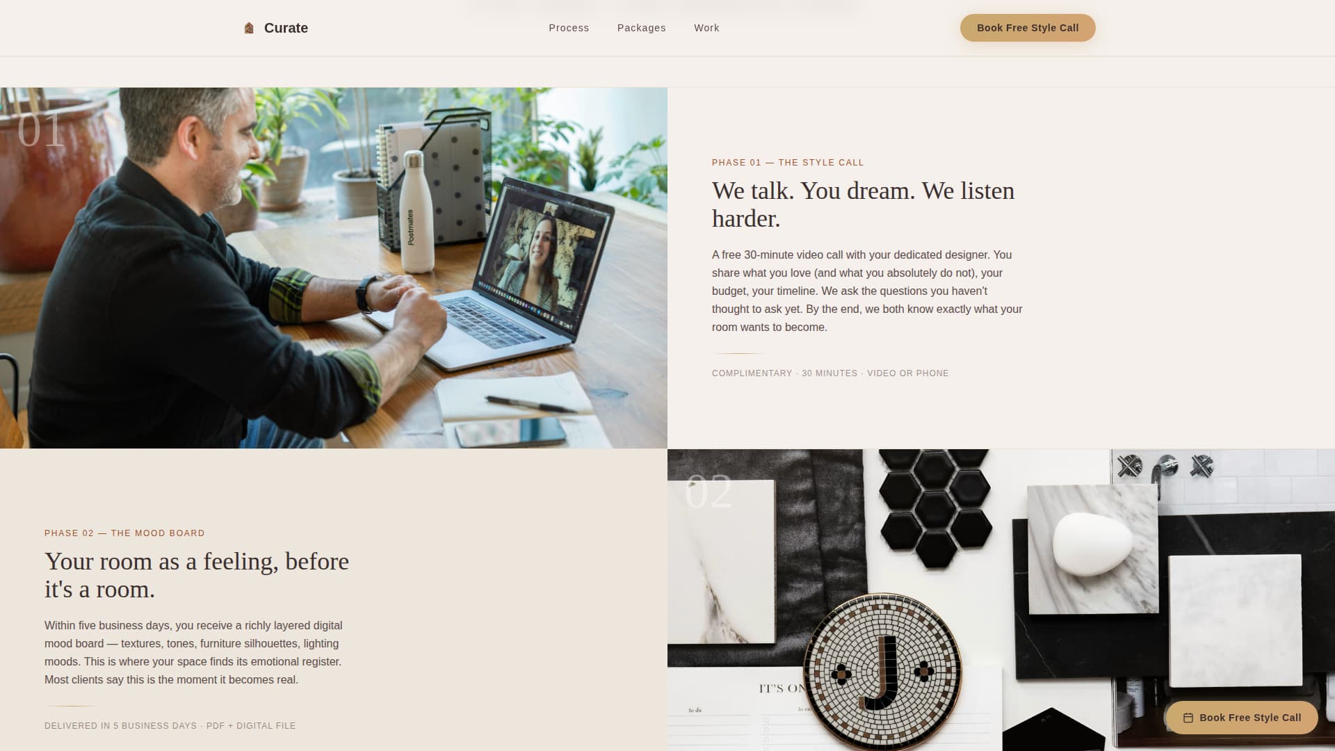 Curate — Premium Interior Design Landing Page Template