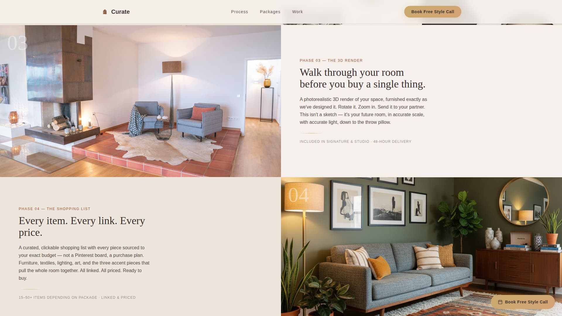 Curate — Premium Interior Design Landing Page Template