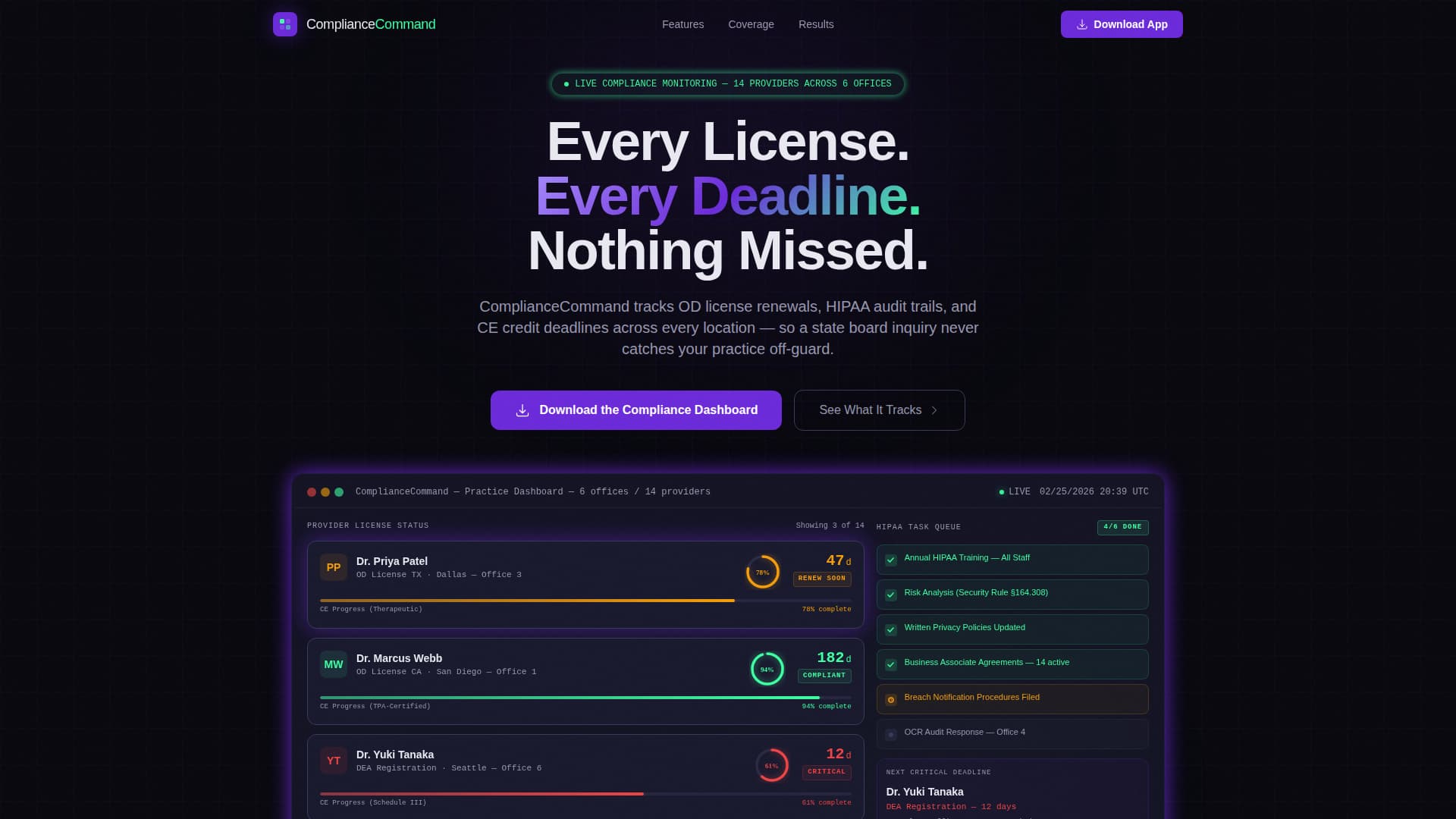 Specialist Optometry Software Privacy Policy & Terms Website Template